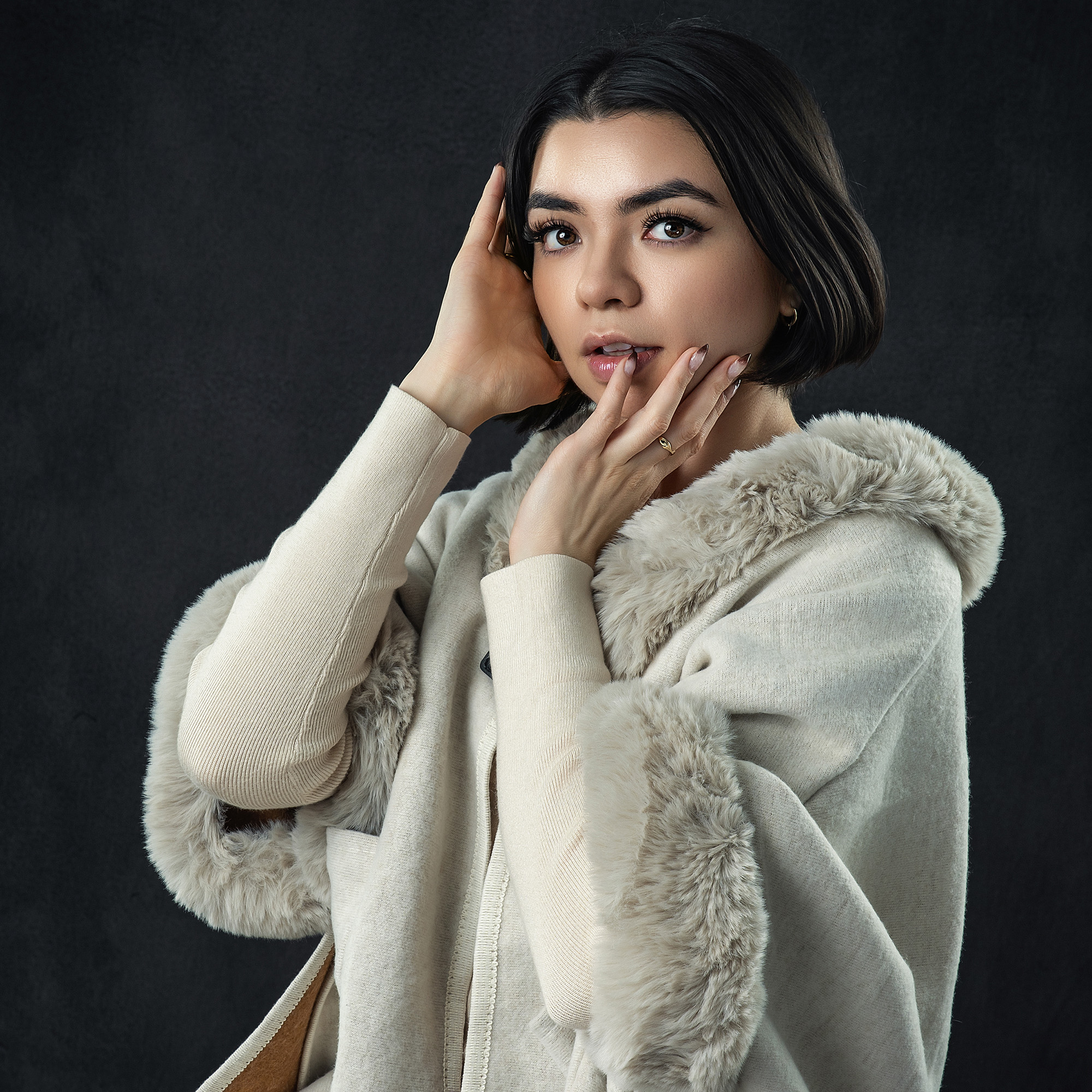 Professional fine art portrait taken in a portrait studio in Kirkland, focused on authentic expression and human presence.